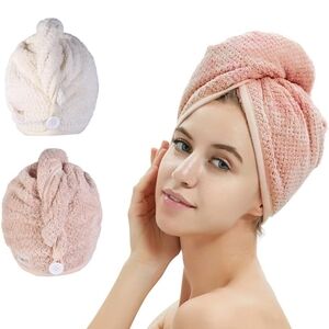 Pink and Cream Hair Towel Wrap Set - NWOT